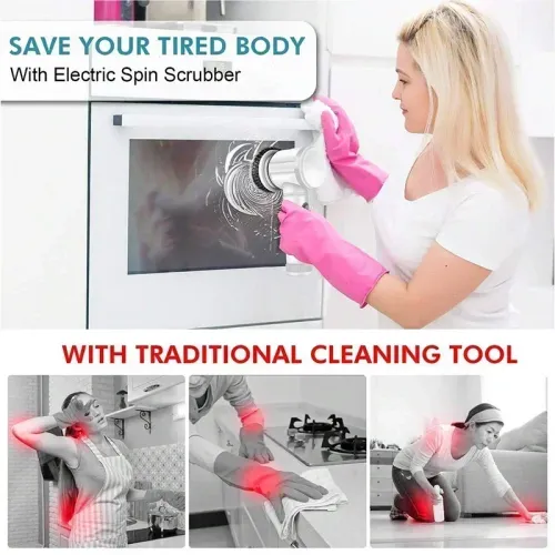 Cleaning Kit Electric Spin Scrubber Cordless Spin Scrubber with 5 Replaceable Brush Heads Electric Cleaning Brush Cleaning Tools
