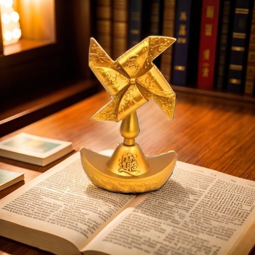 Alloy Windmill Rotating Ornament Crafts Gold Good Luck Home Decor Artificial Lucky Auspicious Ornament Feng Shui Supplies