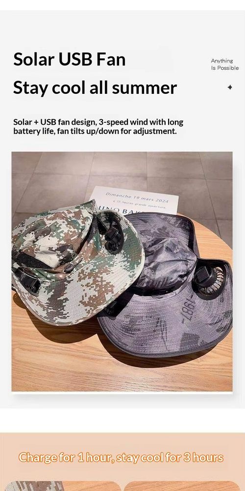 Fan Hat Wide Bri m Solar Charging Fisherman Hat Multi Functional Outdoor Sun Shade For Camping Hiking Farming Adult