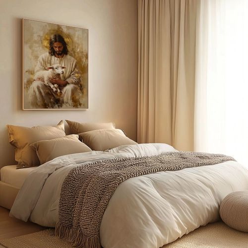 Oil paintings of Jesus in various styles.