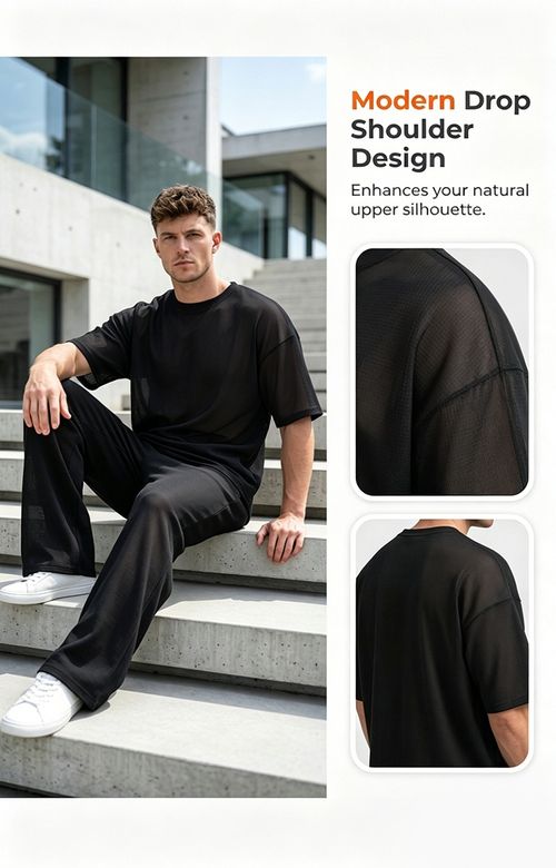 🎁 Fashion Week Style — 2026 New Arrival! 50% OFF Special Offer 💥 Men's T-Shirt + Wide-Leg Pants 2-Piece Set