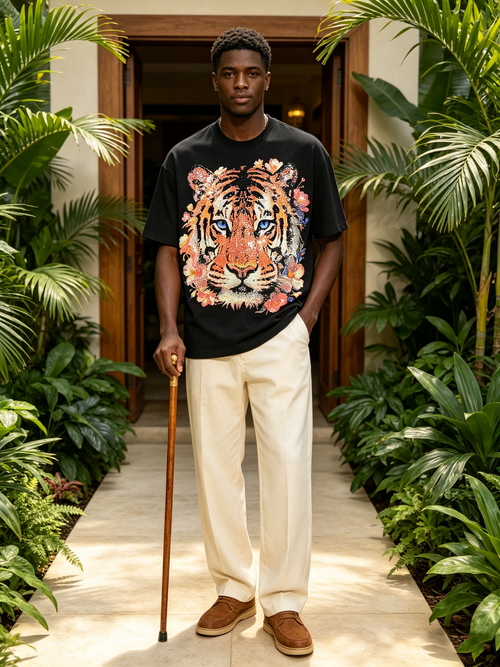 High end luxury tiger T-shirt