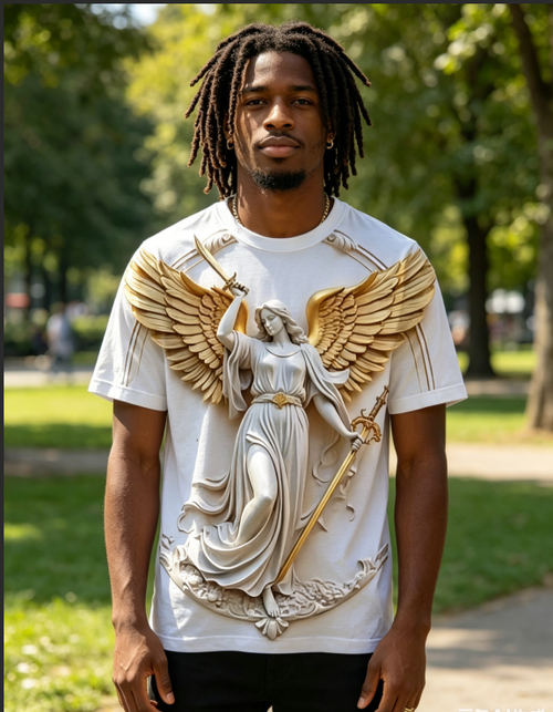 Mens  Angel Warrior Graphic T Shirt