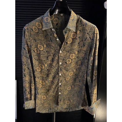 Light green printed satin shirt