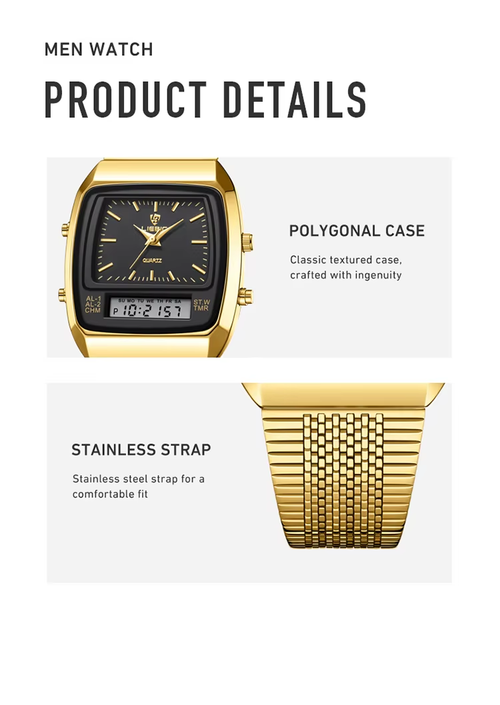 Unisex Luxury Dual-Display Quartz Waterproof Watch