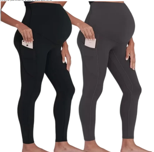 Maternity Clothes Pregnancy Clothes Adjustable Waistband Pants with Side Pockets Belly Support All Trimesters