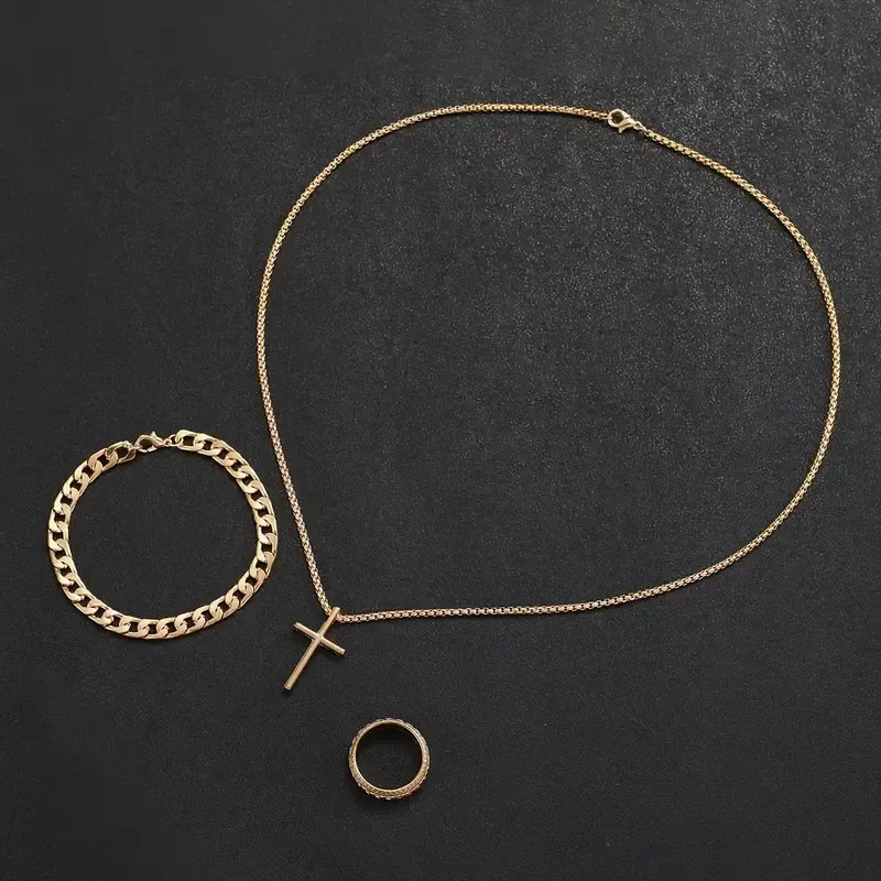 4-piece New Fashion Business Men's Round Quartz Watch + Fashion Accessories Set Valentine's Day Easter Ramadan Birthday Christmas, Gifts for Friends and Family