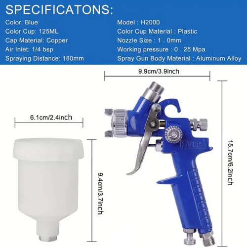 Mini Spray Gun with 1.0mm Nozzle Gravity Air Supply Precision Painting for Cars Furniture Home Projects Ergonomic Design Durable Aluminum Structure, Paint Spraying Tool
