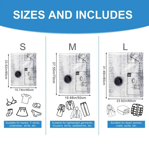 11-Piece Vacuum Storage Bag Set (Includes USB Electric Pump) — Rapid Compression, Double Zipper Lock, Triple Seal — Designed for Luggage Storage