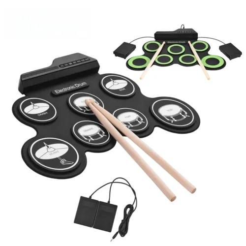 New Folding Silicone Hand Roll USB Electronic Drum Portable Practice Drums Pad Kit With Drumsticks Sustain Pedal