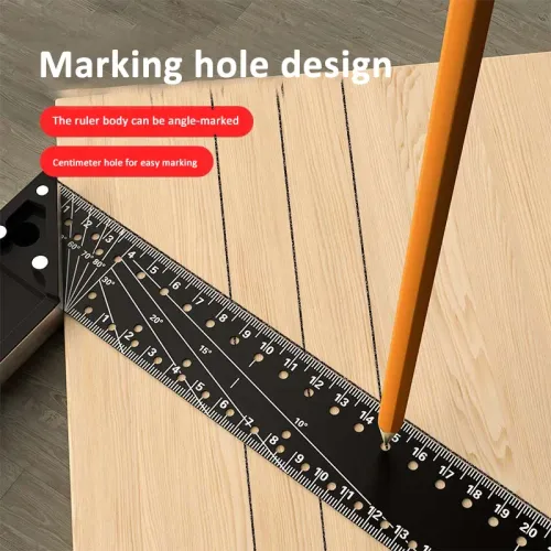 Multi functional Right Angle Ruler 45-90 Degree Hole Angle Ruler Industrial Grade Positioning Marking Angle Ruler Woodworking