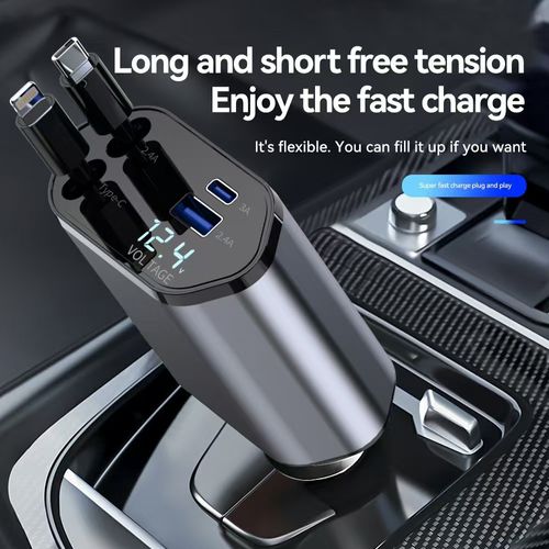4 IN 1 Retractable Car Phone Charger