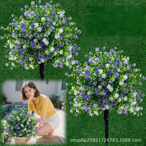 2 pis 45cm simulated white purple eucalyptus camellia grounding plug