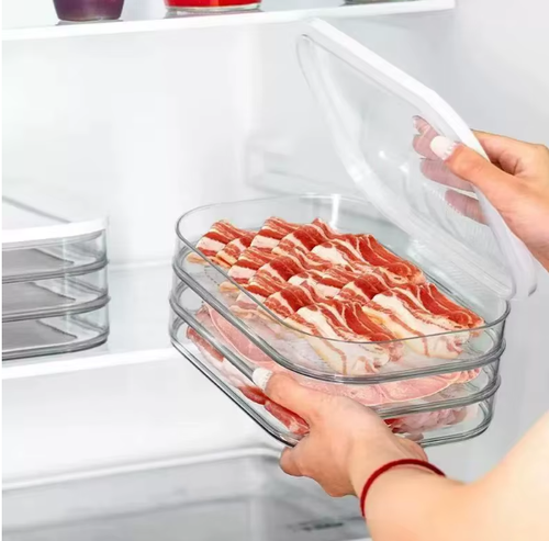 5 floor Stackable Meat Container for Fridge Clear Lid Deli Cold Cuts Storage for Bacon Cheese