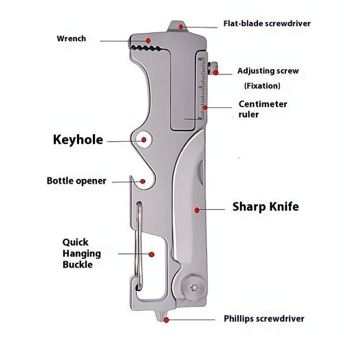 9-in-1 keychain multifunctional stainless steel tool