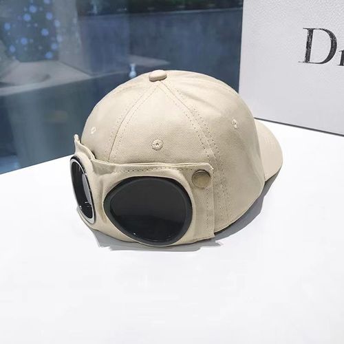 Aviator-style baseball cap with built-in sunglasses