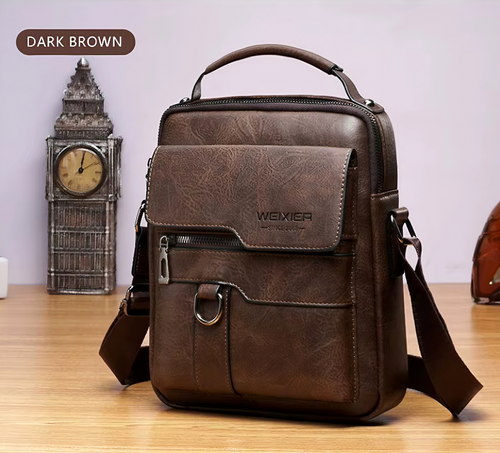 Men's Genuine Leather Crossbody Shoulder Bag