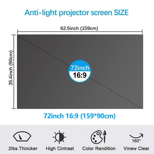 72 inch 159*90cm 4K Metal Lightproof Foldable Portable Movie Screen (16:9)