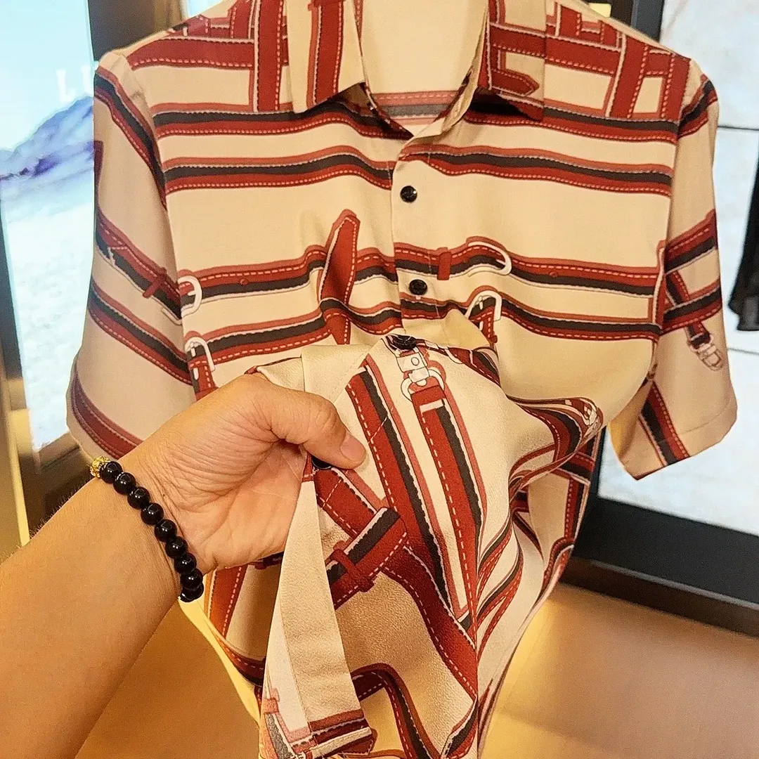 Colorful Graffiti Ice Silk Shirt