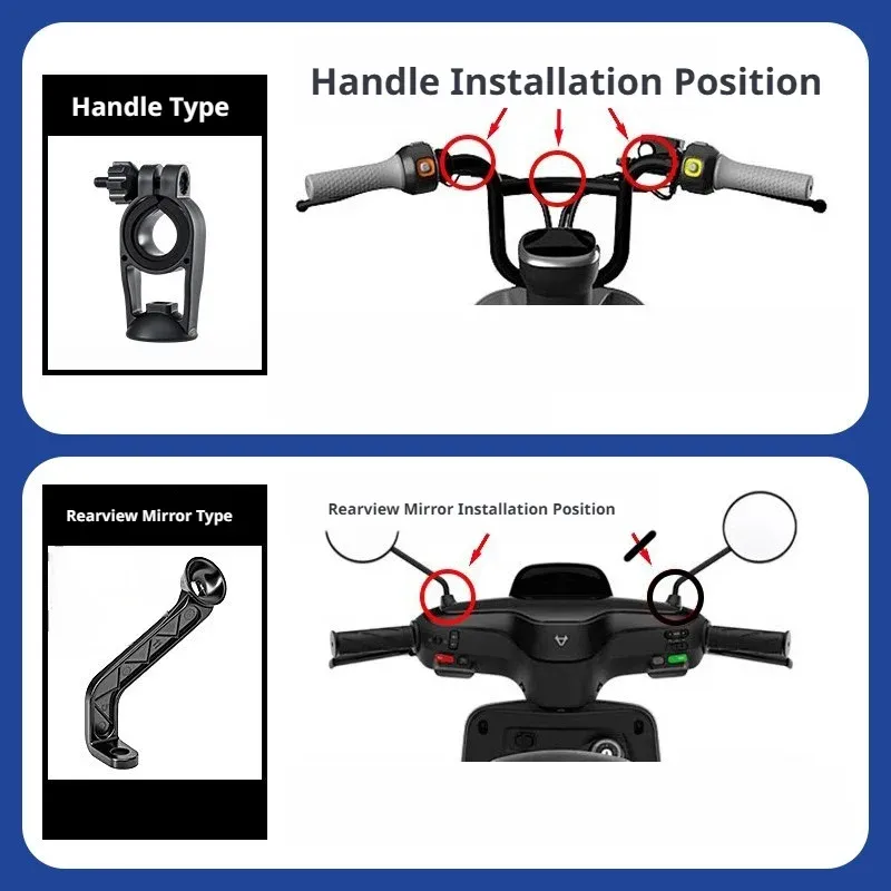2PCS Motorcycle Scooter Phone Holder Free Rotation Universal Fit Anti-slip Phone Bracket for Bicycle Commuting Road Trip
