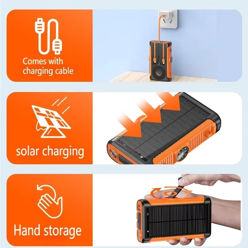 2026 NEW Solar Power Bank 20000mAh 22.5W Magnetic Wireless Powerbank Hand Crank with Cable Portable Charger for Outdoor Camping