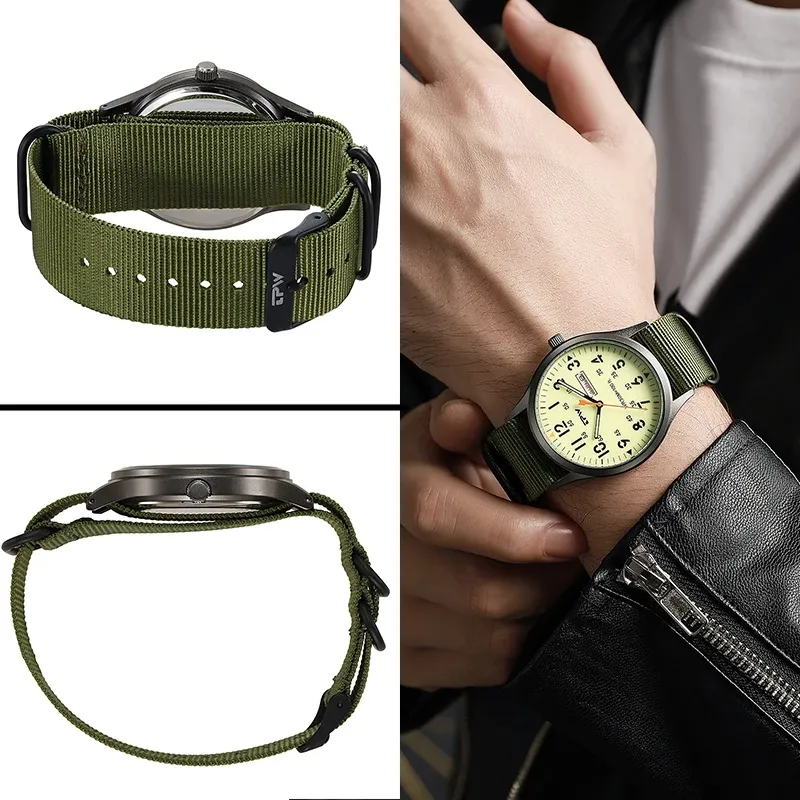 2026 TPW Field Watch Easy Reading Fabric Strap 24 Hours Display Quartz Movement