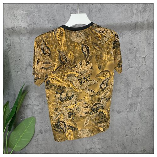 Metallic-thread leaf-print shirt