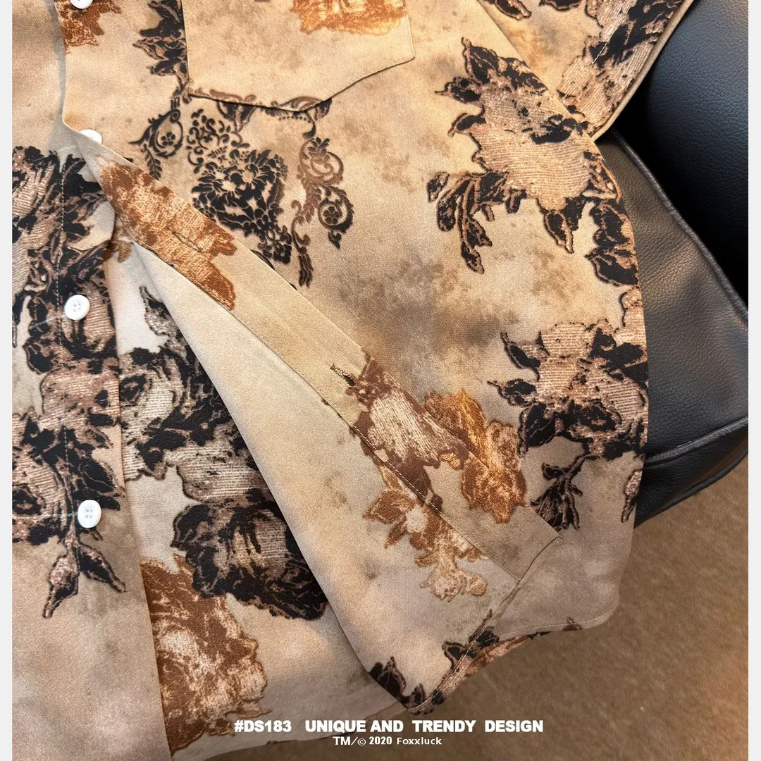 Brown vintage-print T-shirt