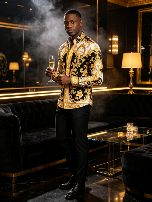 Black gold palace high-end banquet shirt