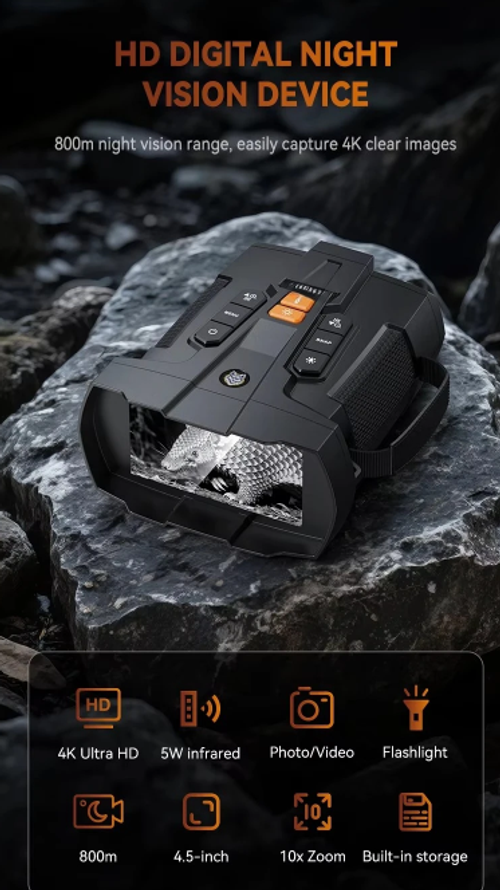 User Friendly Night Vision Goggles with 10x Zoom 1080P HD Video 7-Speed Infrared Adjustment for All Skill Levels