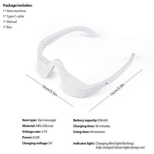Electric Eye Massager Under-Eye Glasses Massager Eye Fatigue Relief Massager Red Light Relieves Eye Fatigue Eyes Massage Glasses