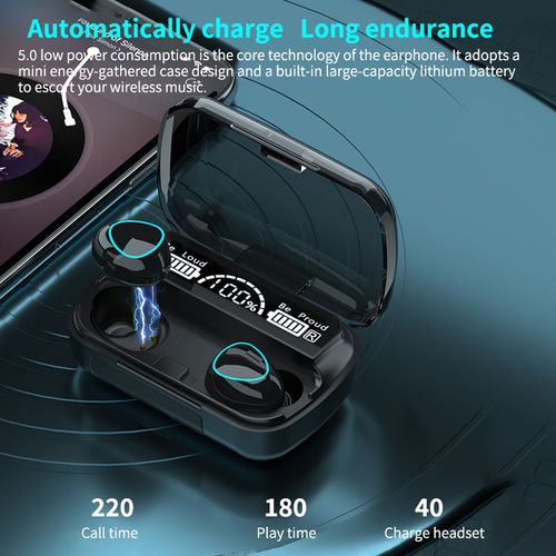 M10 Wireless Earphones 9D Stereo - 3500mAh Charging Box Sports Waterproof TWS Bluetooth Headphones with Microphone