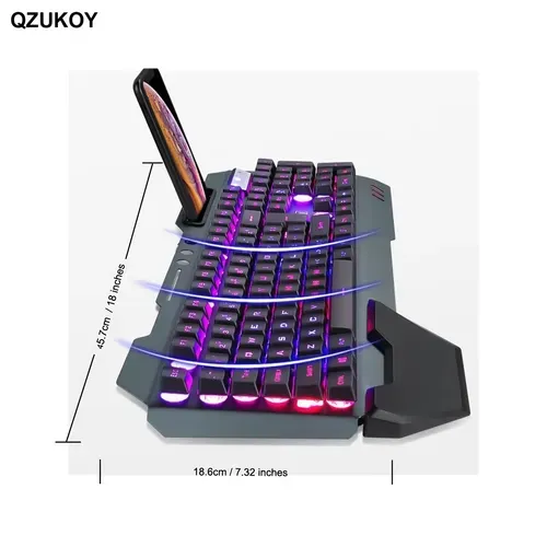 Gaming Keyboard Mechanical Feel with Bowl Holde RGB Backlit Modes Wired Gaming Keyboard for PC Deskto