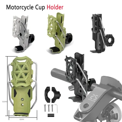(1-Pack) 360-Degree Adjustable Handlebar Cup Holder Bottle Cage — Universal Mount for Electric Scooters, Bicycles, Motorcycles, MTB, Road Cycling, and ADV Bikes