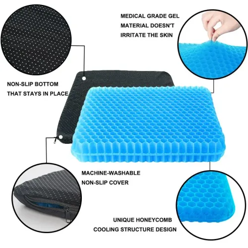 Gel Seat Cushion Summer Breathable Honeycomb Design For Pressure Relief Back Tailbone Pain