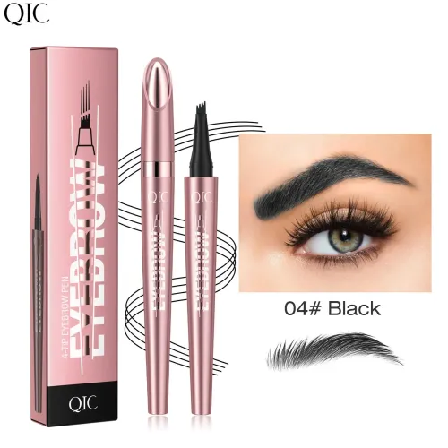 Four Tip Eyebrow Pen  Available in Black Coffee Gray (4 Shades) Liquid Formula Waterproof Long Lasting Natural Looking Finish Sweat Resistant Smudge Proof Beauty Makeup Essential.
