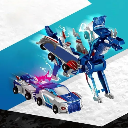 Unicorn Transformer Magic Transformation Super Combination Car Toy 2 In 1 Kids Magnetic Collision Transforming Car Diy Toy