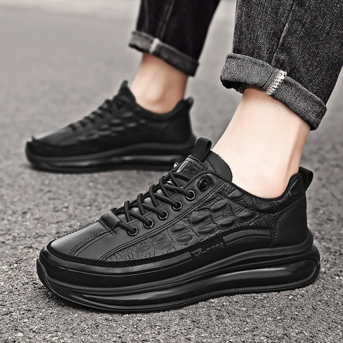 Thick Soled High Top Casual Shoes for Men Trend Crocodile Pattern Fashion Men's Shoes Lightweight Sports Shoes Zapatillas Hombre