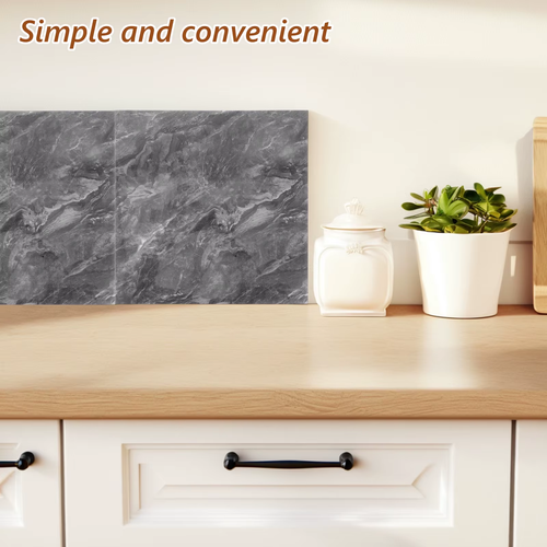 10Pcs 30×30cm Peel and Stick Marble Tiles Grey Realistic Texture Waterproof Scratch Resistant Kitchen Bathroom Living Room Wall Covering
