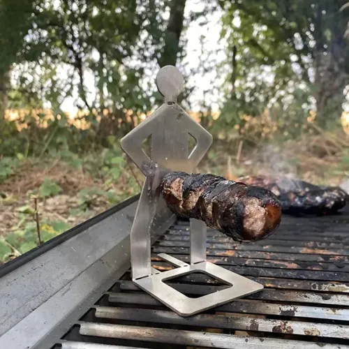 Funny Stainless Steel Portable Camping Backpack Rack People Sausage Stand For Outdoor Travel Summer Party Picnics Hotdog Holder