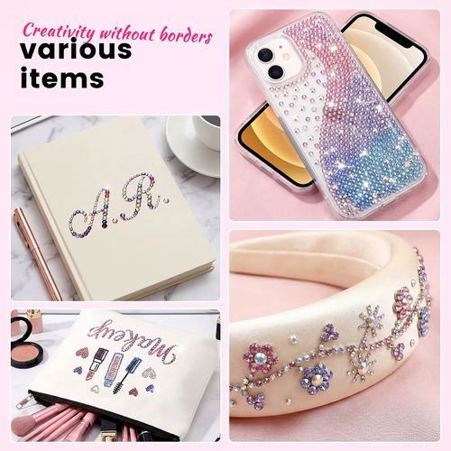 40 Colorful DIY Resin Rhinestone Kit Multicolor 3mm Flatback Gems with Tools and Glue for Nail Art Clothing Shoes Phone Case Crafts
