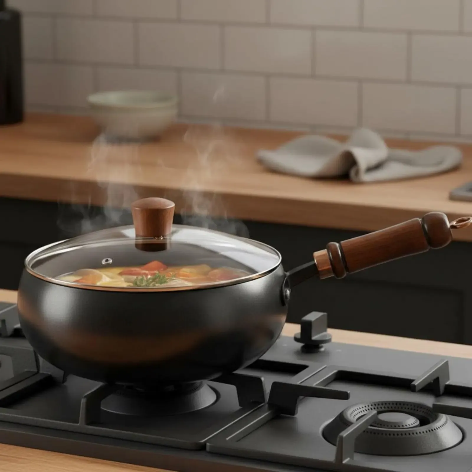Made in Italy Traditional Iron Wok No Coating Chinese Iron Wok Deep Stir Fry Pan Large Capacity Professional Grade for Chefs