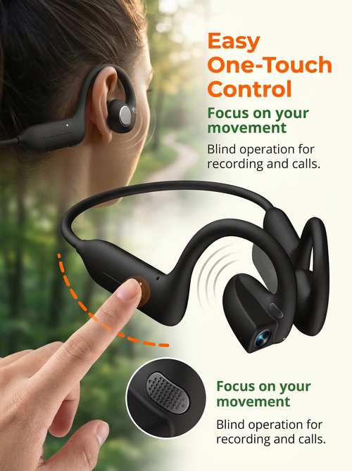 Smart AI Camera Bluetooth Sports Earphones