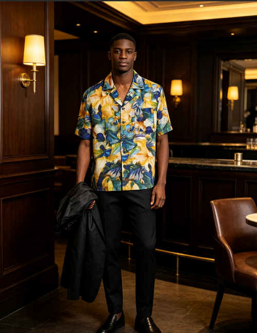 Polished Men's Colorful Floral Button Up