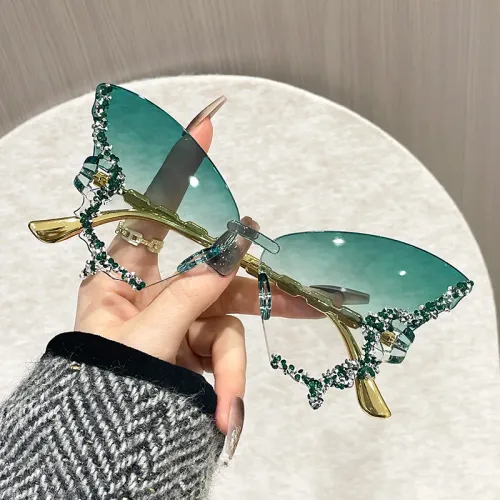 Rimless Butterfly Sunglasses Cat Eye Popular Shades Ellipse Sunglasses