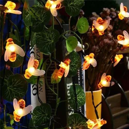 Solar Lights String Led Honey Bee Shape Solar Powered Fairy Lights For Outdoor Home Garden Fence Summer Decoration