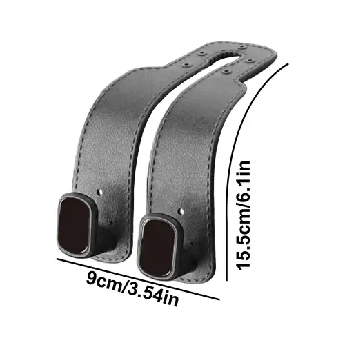 2pcs Car Seat Headrest Hooks 2 In 1 Soft Leather Car Seat Back Hook For Purse & Bag Backpack Double Hook Car Seat Hanger Accessories