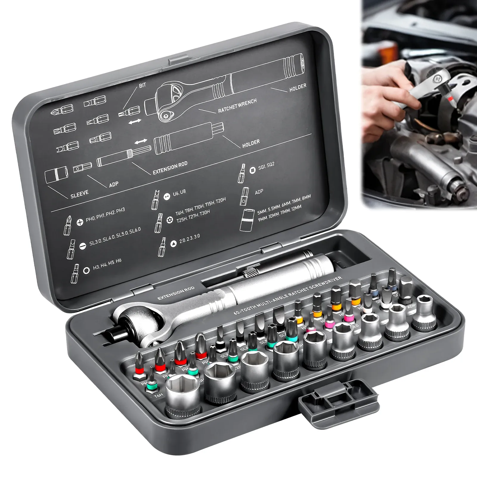Multi-purpose Ratchet Wrench Screwdriver Set Magnetic Bits Tools Set DIY Household Computer Car Bike Precision Hand Repair Tool