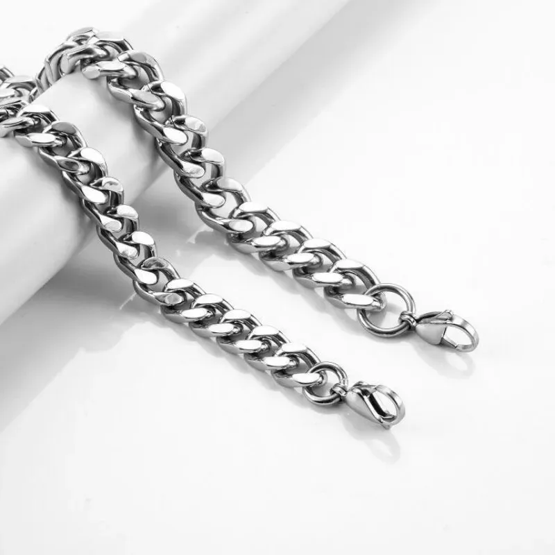 Stainless Steel Chain Cuban Link Necklace For Men Accessories Jewelry Punk Street Style Thick Heavy Neck Chain Male