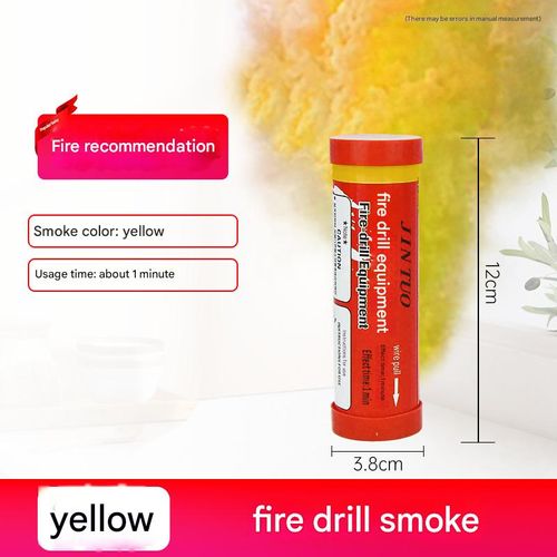 White, orange, black, red, yellow, red, stage fire drill, smoke tank drill, outdoor drill
